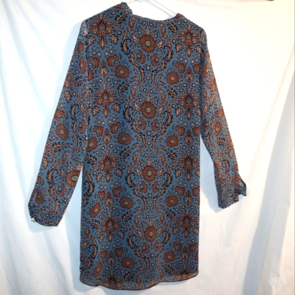 CAbi Provincial Tunic Dress Womens  Blue Brown Floral Style 3295 Size S - Picture 8 of 13